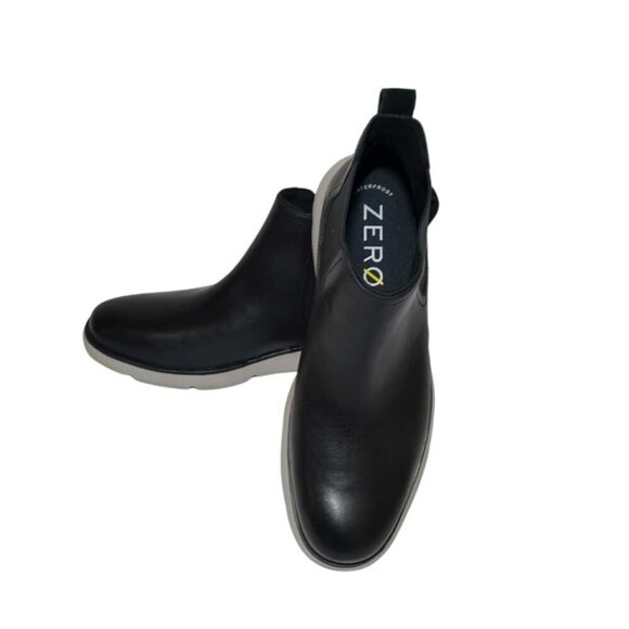 ZeroGrand Mens Black Leather Chelsea Boots Slip-On Lightweight Sole, Size 10M. - Picture 1 of 7
